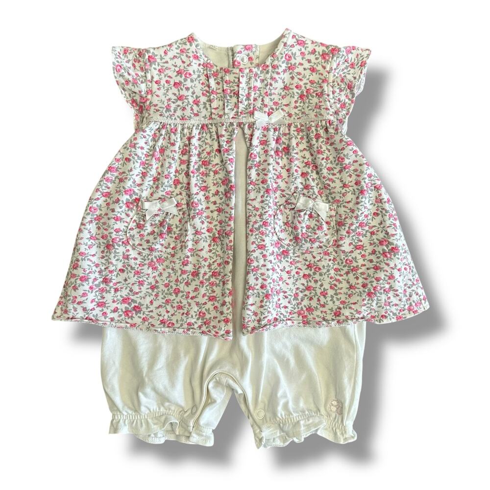 Émile et Rose Baby Girl 2-in-1 Romper Dress Outfit 3M Pink Floral Cotton‎ Blend